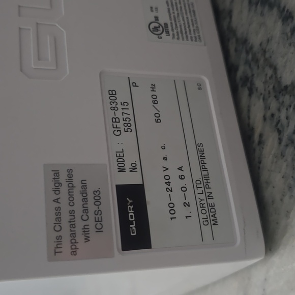 Glory GFB-830B cash money bill currency counter with counterfeit detection - Picture 6 of 9